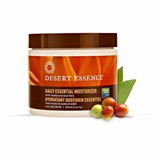 Desert Essence Daily Essential Facial Moisturizer - 4 Fl Oz - Jojoba Oil - Aloe Vera - Prevents Acne - Soft Radiant Skin - Geranium Essential Oil for Natural Fragrance - For Normal Skin