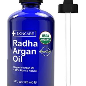 Radha Beauty Moroccan Argan Oil for Hair, Face & Skin 4 oz - USDA Organic 100% Pure Cold pressed Virgin Oil From Morocco - By Radha Beauty