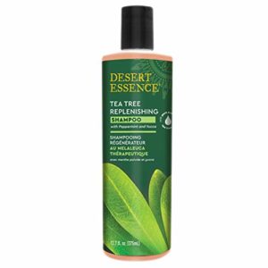 Desert Essence Tea Tree Replenishing Shampoo - 12.9 Fl Oz - Therapeutic - Peppermint & Yucca - Antibacterial - Restore & Nurture Hair - Reduce Flaking - All Skin Types
