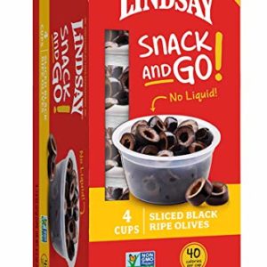 Lindsay Snack and Go! Sliced Black Ripe Olive Cups, 4 Pack (Case of 4)