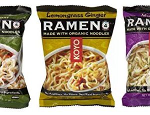Koyo Vegan Organic Noodle Ramen 3 Flavor 9 Bag Variety Bundle: (3) Garlic Pepper, (3) Lemongrass Ginger, and (3) Mushroom, 2-2.1 Oz Ea (9 Tot)
