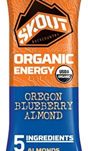 SKOUT Organic Energy Bars - Oregon Blueberry - Vegan Snacks - Plant Based Bars - Non-GMO - Gluten Free, Dairy Free, Soy Free - No Refined Sugar - 1.3 oz (12 Count)