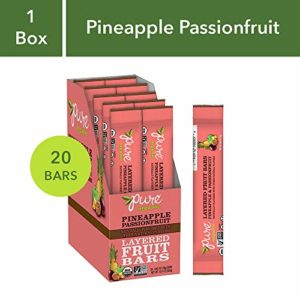 Pure Organic Pineapple Passionfruit Layered Fruit bar, Certified Organic, Gluten-Free, Non-Gmo, Vegan, Kosher, Peanut Free, No Artificial Ingredients, Fruit Snack, 0.63 Oz (Pack Of 20)