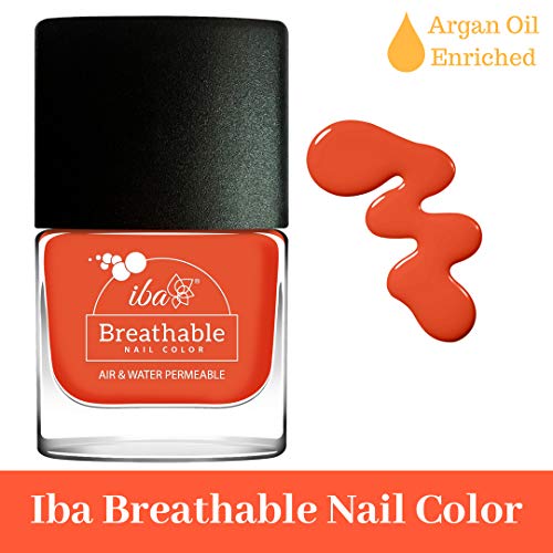 IBA Nail Color Polish Breathable Air Water Permeable Halal Wuzu Friendly (B12 Orange Flames)