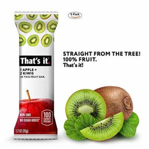 That's it. Apple 100% Natural Real Fruit Bar, Best High Fiber Vegan, Gluten Free Healthy Snack, Paleo for Children & Adults, Non GMO No Added Sugar, No Preservatives Energy Food (Kiwi, 5 Pack)