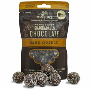 Tom & Luke Healthy Snacks (6 Packs x 8 Balls) - Delicious Dark Orange Chocolate Snack Balls for Adults - Vegan, Gluten Free, Dairy Free & No Added Refined Sugar - Whole Food Fruit & Nut Energy Boost