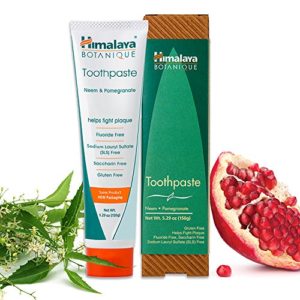 Himalaya Neem and Pomegranate Toothpaste, Natural, Fluoride-Free, SLS-Free, Gluten-Free & Saccharin-Free, 5.29 oz (150 g)