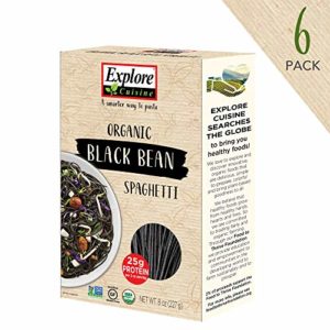 Explore Cuisine Organic Black Bean Spaghetti (6 Pack) - 8 oz - High Protein, Gluten Free Pasta, Easy to Make - USDA Certified Organic, Vegan, Kosher, Non GMO - 24 Total Servings