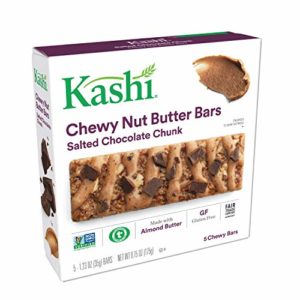 Kashi, Chewy Nut Butter Bars, Salted Chocolate Chunk, Vegan, Gluten Free, Non-GMO Project Verified, 6.15 oz (5 Count)