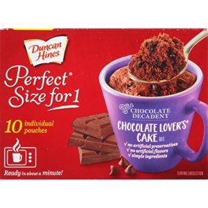 Duncan Hines Perfect Size for 1 Cake Mix, Ready in About a Minute, Chocolate Lover's Cake, 10 Individual Pouches, 2.5 Ounce (Pack of 10)
