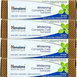 Himalaya Whitening Toothpaste - Simply Peppermint 5.29 oz/150 gm (4 Pack), Natural, Fluoride-Free & SLS-Free