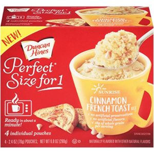 Duncan Hines Perfect Size for 1 Breakfast Muffin & Cake Mix, Ready in About a Minute, Cinnamon French Toast, 4 Individual Pouches