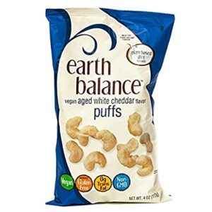 Earth Balance Gluten Free Vegan Aged White Cheddar Puffs 4 Oz (3 Pack)