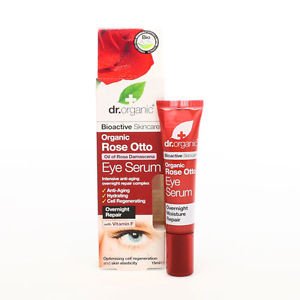 Dr Organic Rose Otto Eye Serum 15ml (Anti Aging Overnight Repair with Vitamin F) Good Quality Fast Shipping