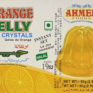 AHMED Halal Jello Vegetarian Crystal Jelly, Orange, 85 Gram (Pack of 12)