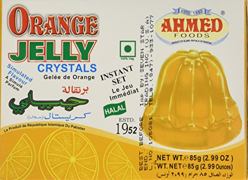 AHMED Halal Jello Vegetarian Crystal Jelly, Orange, 85 Gram (Pack of 12)