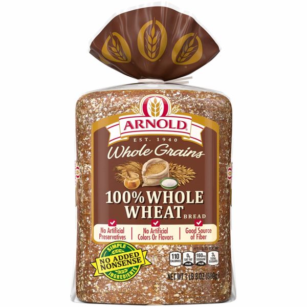 Arnold whole grains 100%, whole wheat sliced bread, 24 Ounce