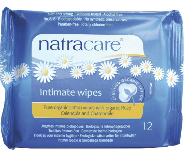 Natracare Organic Cotton Intimate Wipes - 4 Packs of 12