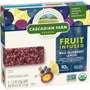 Cascadian Farm, Bar Granola Wild Blueberry Lemon Non-GMO Organic 5 Count, 1.2 Ounce