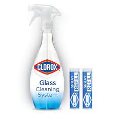 Clorox Glass Cleaner Cleaning System with one Reusable Bottle Plus 2 Refill Cartridges