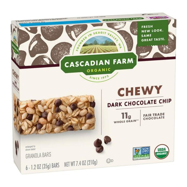 Cascadian Farm Organic Granola Bars, Chocolate Chip Chewy Granola Bars, 6 Bars