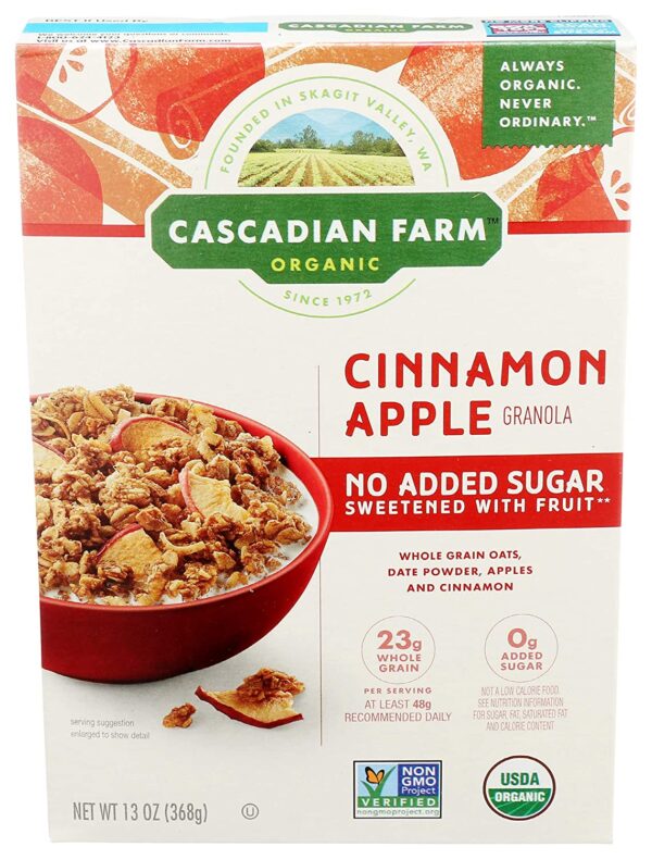 Cascadian Farm Organic Granola, Cinnamon Apple, No Added Sugar, 13 oz
