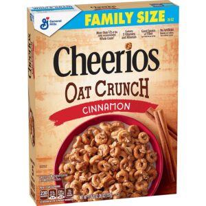 Cinnamon Oat Crunch Cheerios, Cereal with Oats, 26 oz