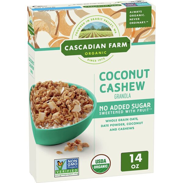 Cascadian Farm Organic Granola, No Added Sugar, Coconut Cashew 14 oz