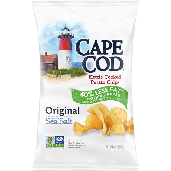 Cape Cod Potato Chips, Less Fat Original Kettle Cooked Chips, 8 Ounce