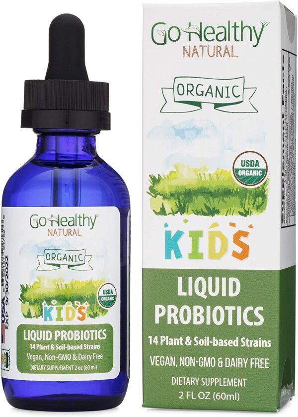 Go Healthy Natural Liquid Probiotics & Enzymes USDA Organic Vegan Kids Baby Toddlers