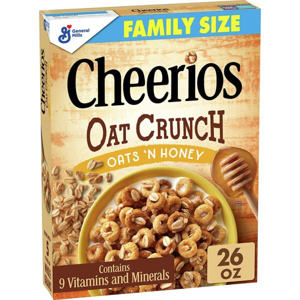 Cheerios Oat Crunch Oats and Honey Breakfast Cereal, 26 oz