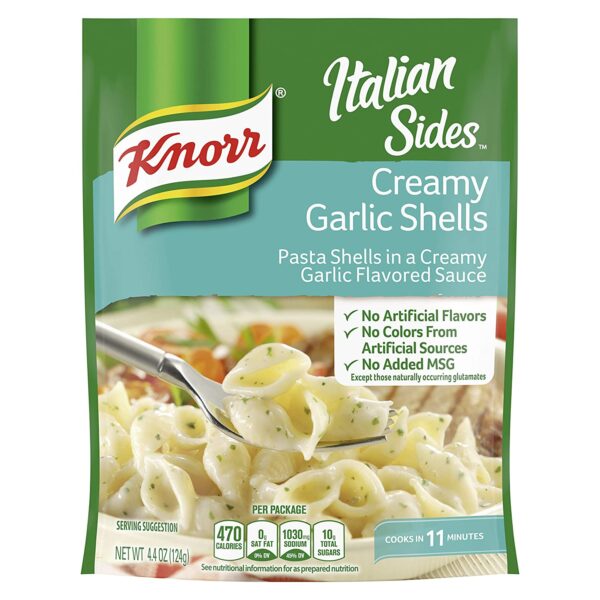 Knorr Italian Pasta Side Dish, Creamy Garlic Shells, 4.4 oz (Pack of 12)