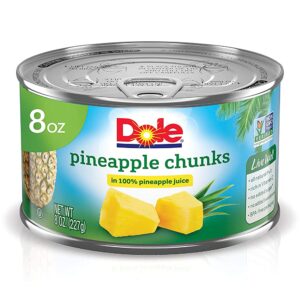 Dole, Pineapple Chunks in 100% Pineapple Juice, 8oz