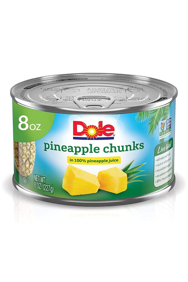 Dole, Pineapple Chunks in 100% Pineapple Juice, 8oz
