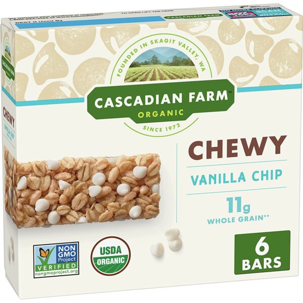Cascadian Farm Organic Vanilla Chip Chewy Granola Bars, 6 ct, 7.4 oz