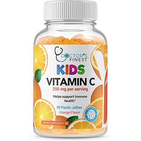 Doctors Finest Vitamin C Gummies for Kids, Vegan, GMO Free & Gluten Free, Great Tasting Orange Flavor Pectin Chew