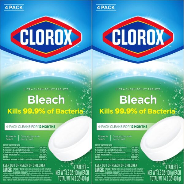 Clorox Automatic Toilet Bowl Cleaner Tablets with Bleach,14 oz, Pack of 2