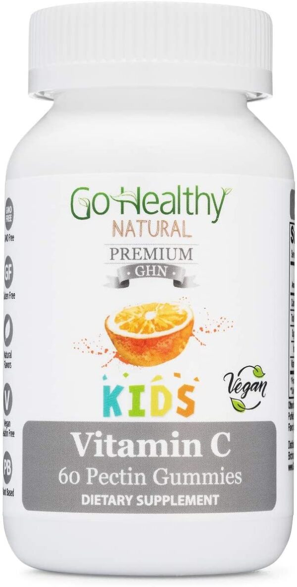 Go Healthy Natural Vitamin C Gummies for Kids Vegan with Organic Ingredients Low Sugar 125mg C per Gummy- 60 Servings