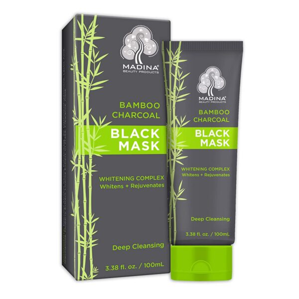 Madina Bamboo Charcoal Remover Mask, Deeply Cleansing Peel Off Mask For Face Nose Acne Purifying Facial Black Mask, 3.38oz
