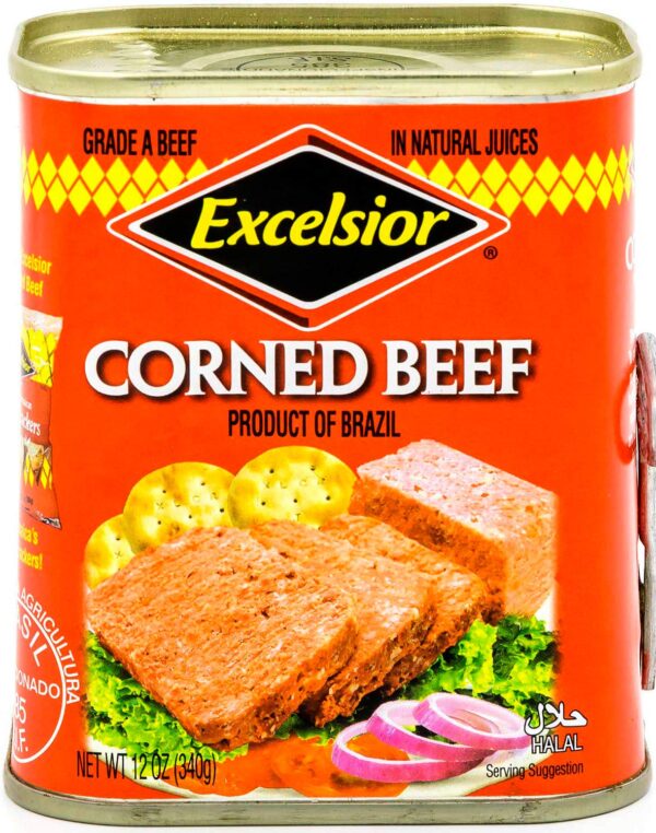 EXCELSIOR Corned Beef, Halal A Grade Corned in Natural Juices, 12 Ounce